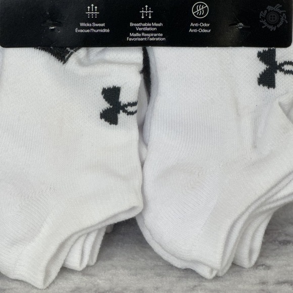 NWT Under Armour Performance Tech No Show Socks Youth 13.5K-4.5 White 6-Pack - Picture 2 of 5